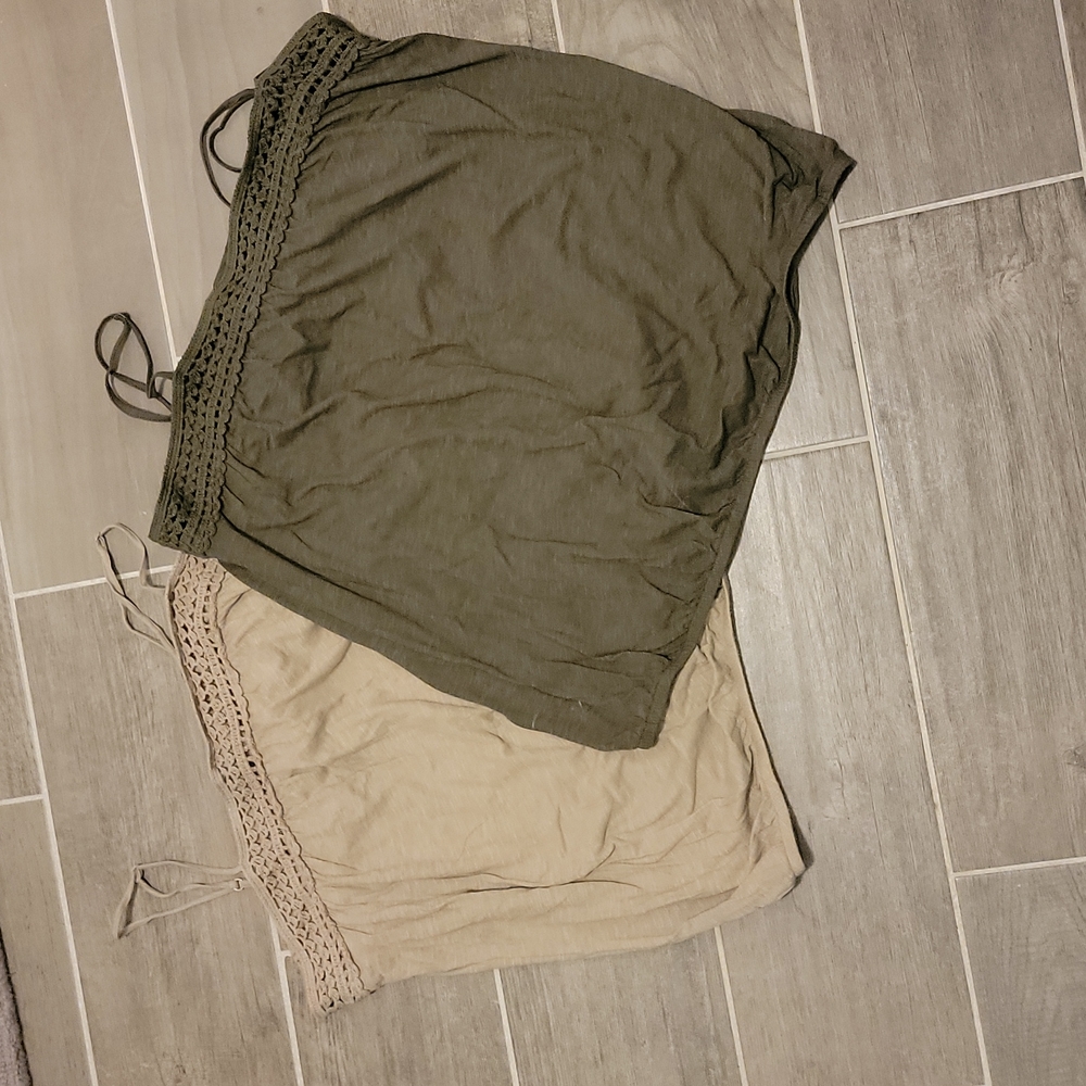 Women's Old Navy tanks, set of 2- built in shelf bra XL- olive green and khaki